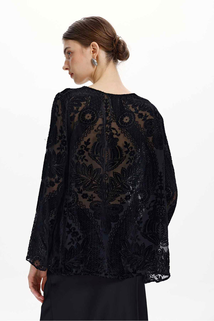 Ilaria Burnout Velvet Blouse