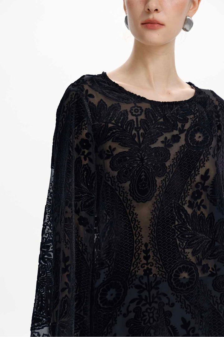 Ilaria Burnout Velvet Blouse
