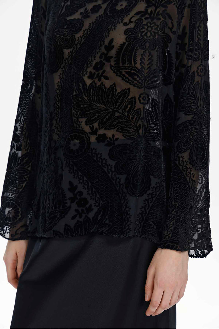 Ilaria Burnout Velvet Blouse