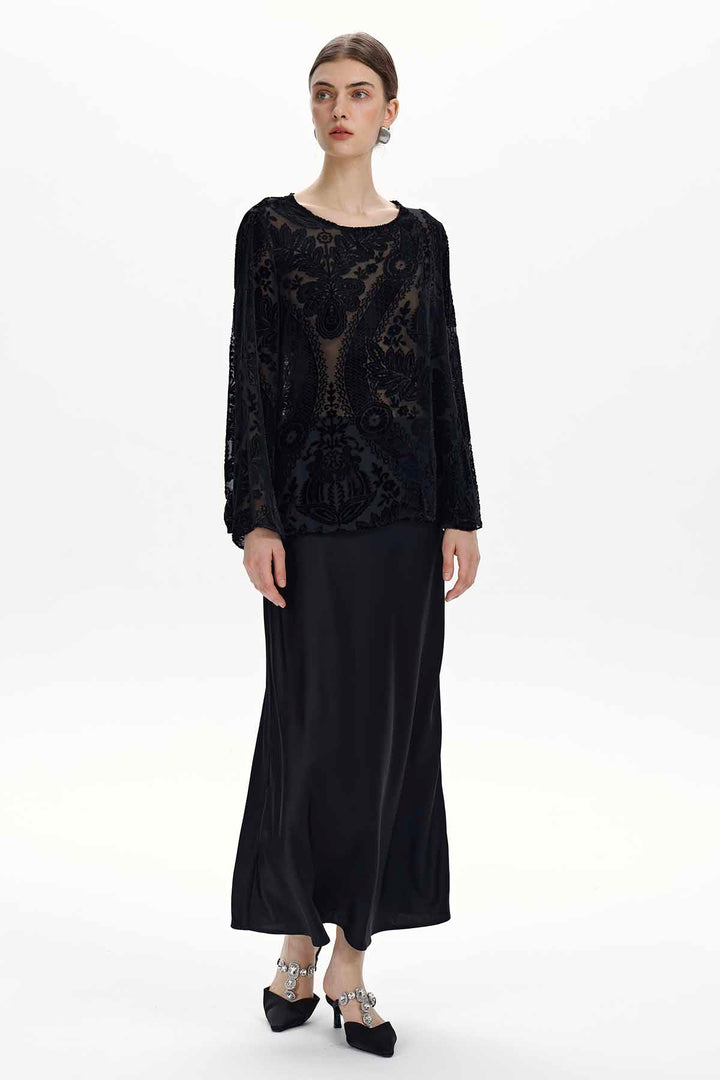 Ilaria Burnout Velvet Blouse