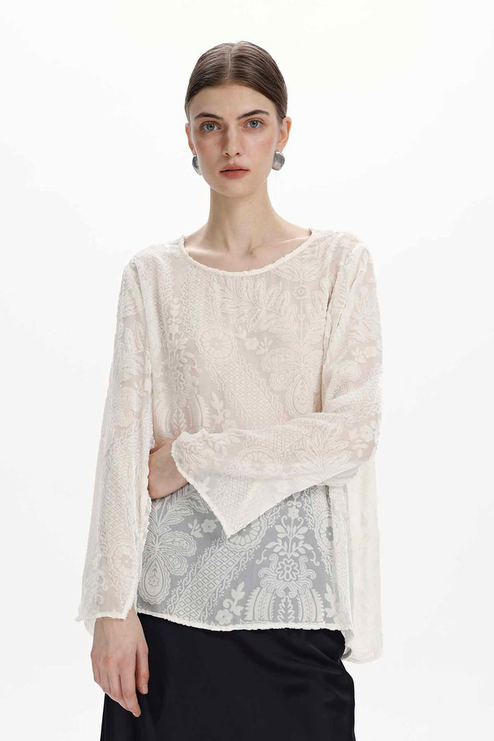 Ilaria Burnout Velvet Blouse