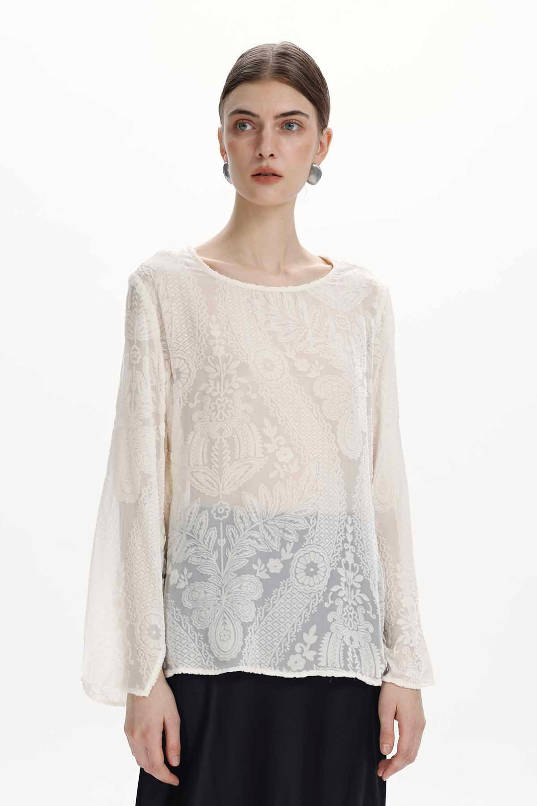 Ilaria Burnout Velvet Blouse