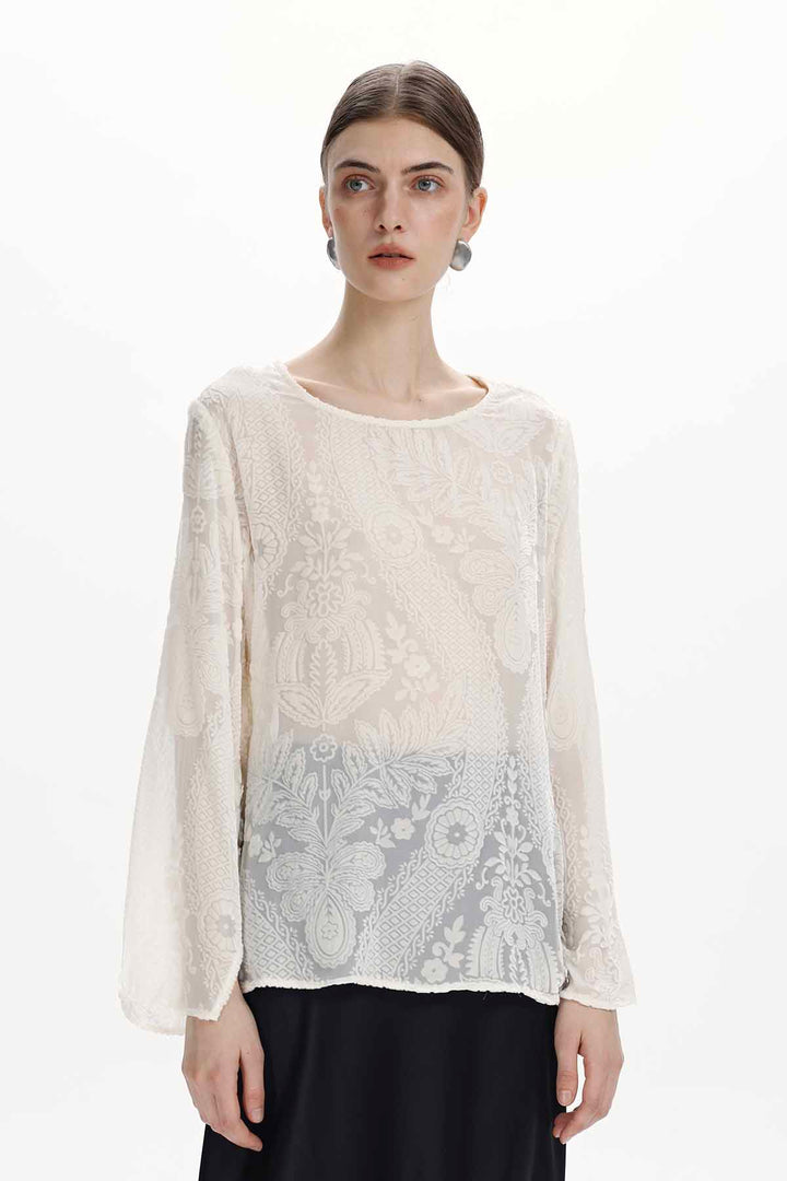 Ilaria Burnout Velvet Blouse