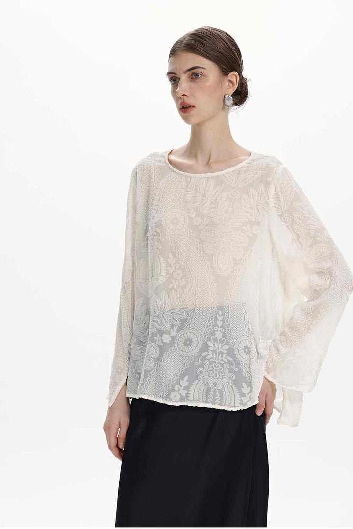 Ilaria Burnout Velvet Blouse