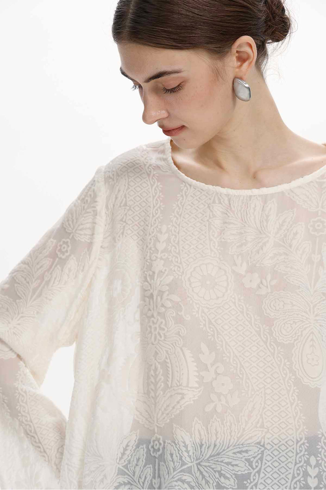 Ilaria Burnout Velvet Blouse