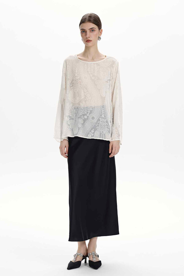 Ilaria Burnout Velvet Blouse