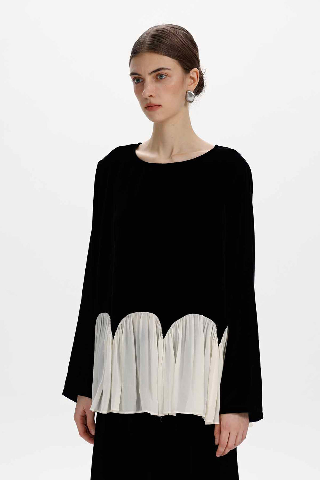 Linnea Scalloped Velvet Blouse