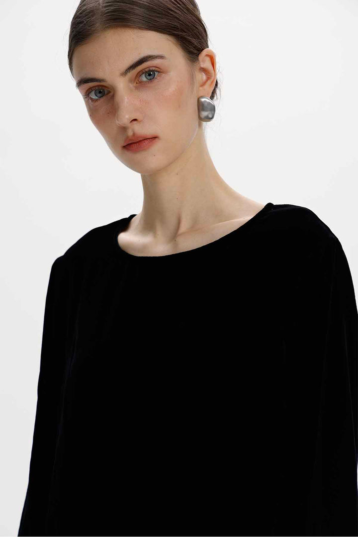 Linnea Scalloped Velvet Blouse