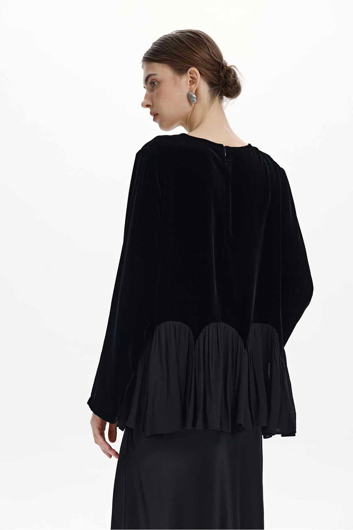 Linnea Scalloped Velvet Blouse