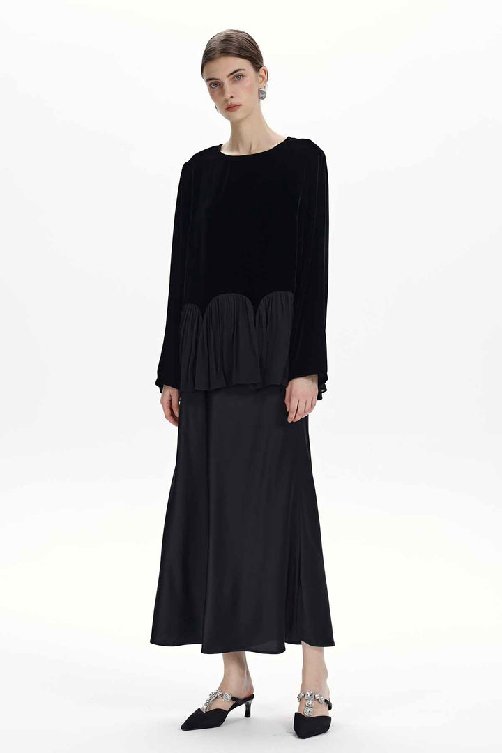 Linnea Scalloped Velvet Blouse
