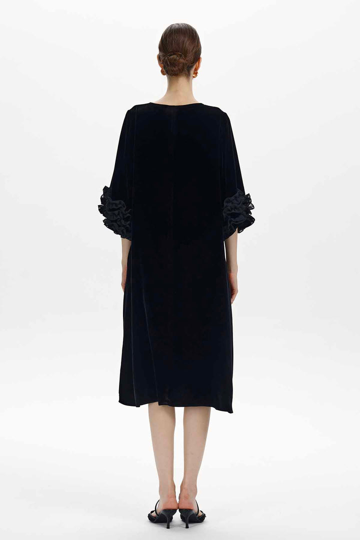 Margot Ruffled Velvet Dress