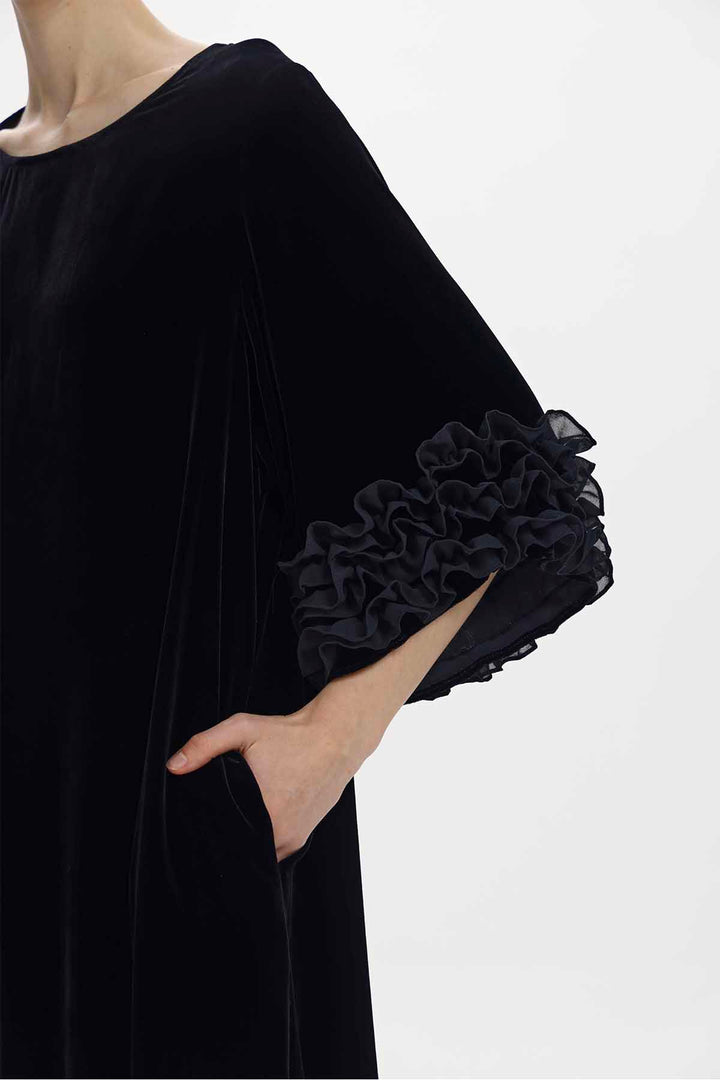 Margot Ruffled Velvet Dress