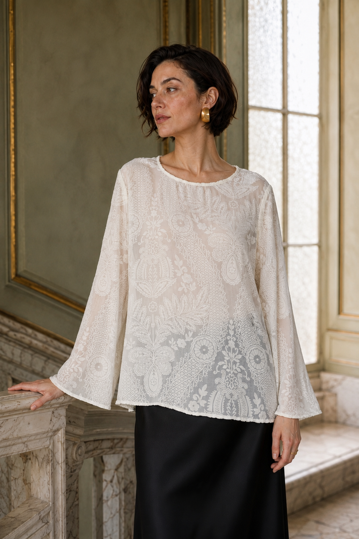 Ilaria Burnout Velvet Blouse