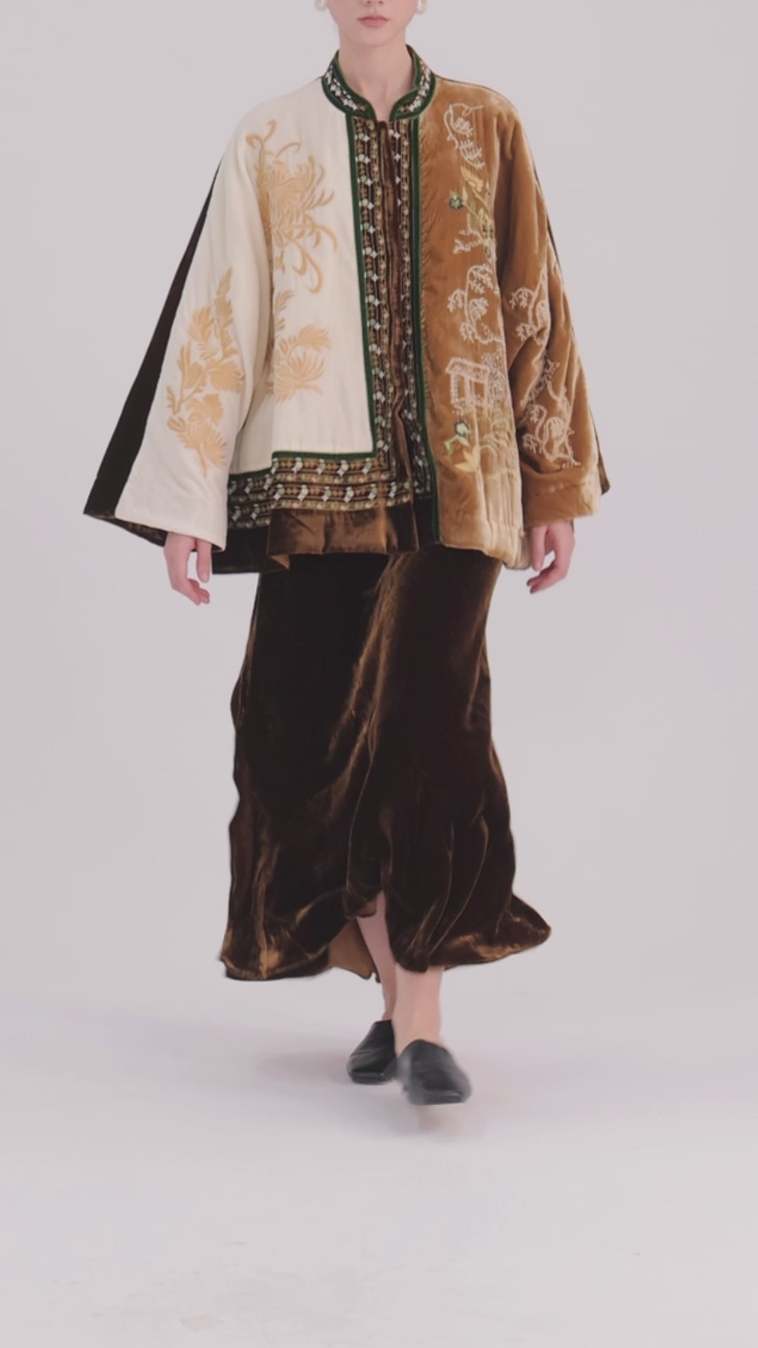 Margaux Couture Hand-Embroidered Velvet Coat