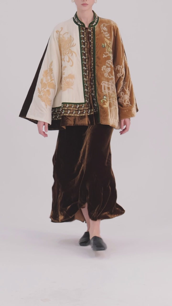 Margaux Couture Hand-Embroidered Velvet Coat