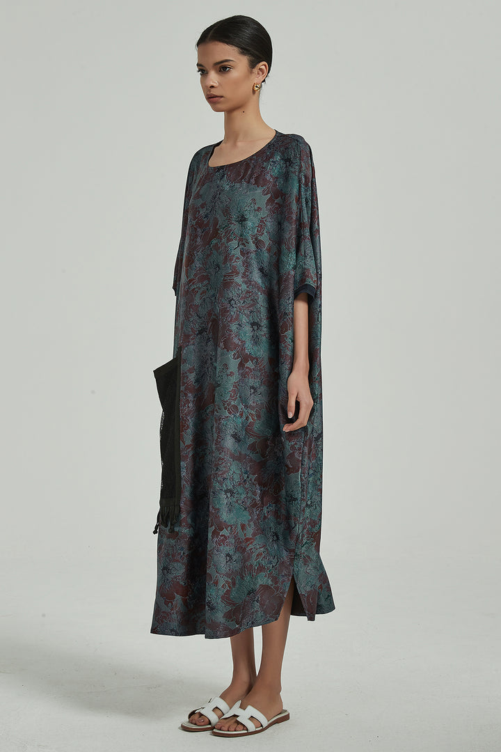 Pocket Design Casual Print Silk Dress