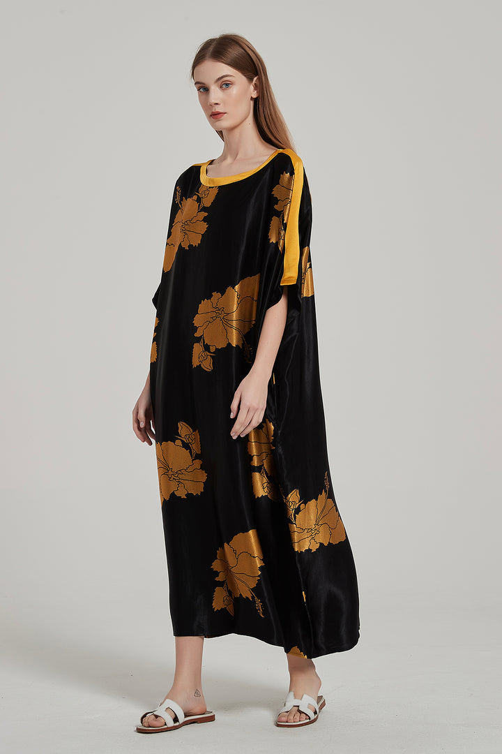Batwing Sleeve Plus Size Maxi Silk Dress