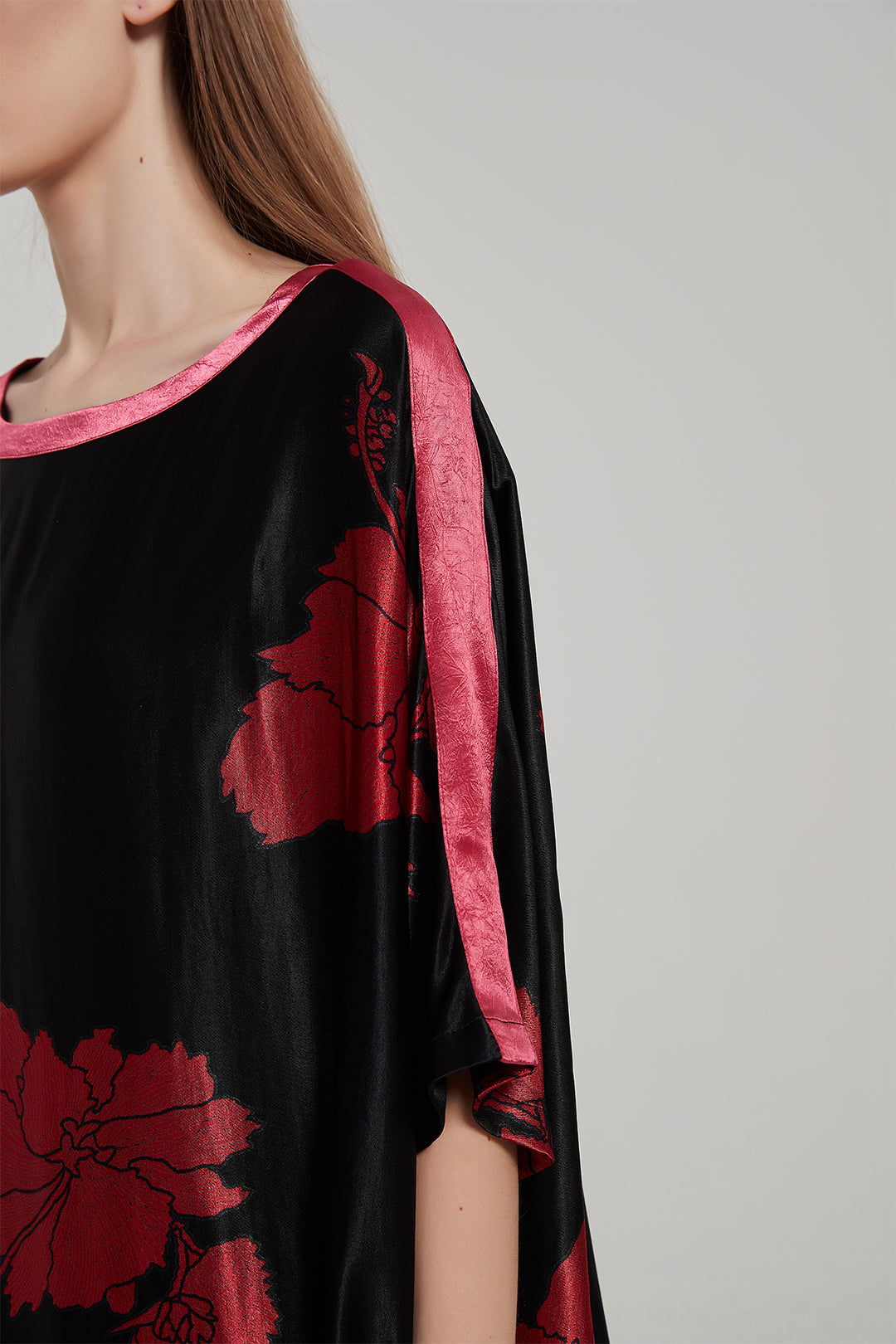Batwing Sleeve Plus Size Maxi Silk Dress