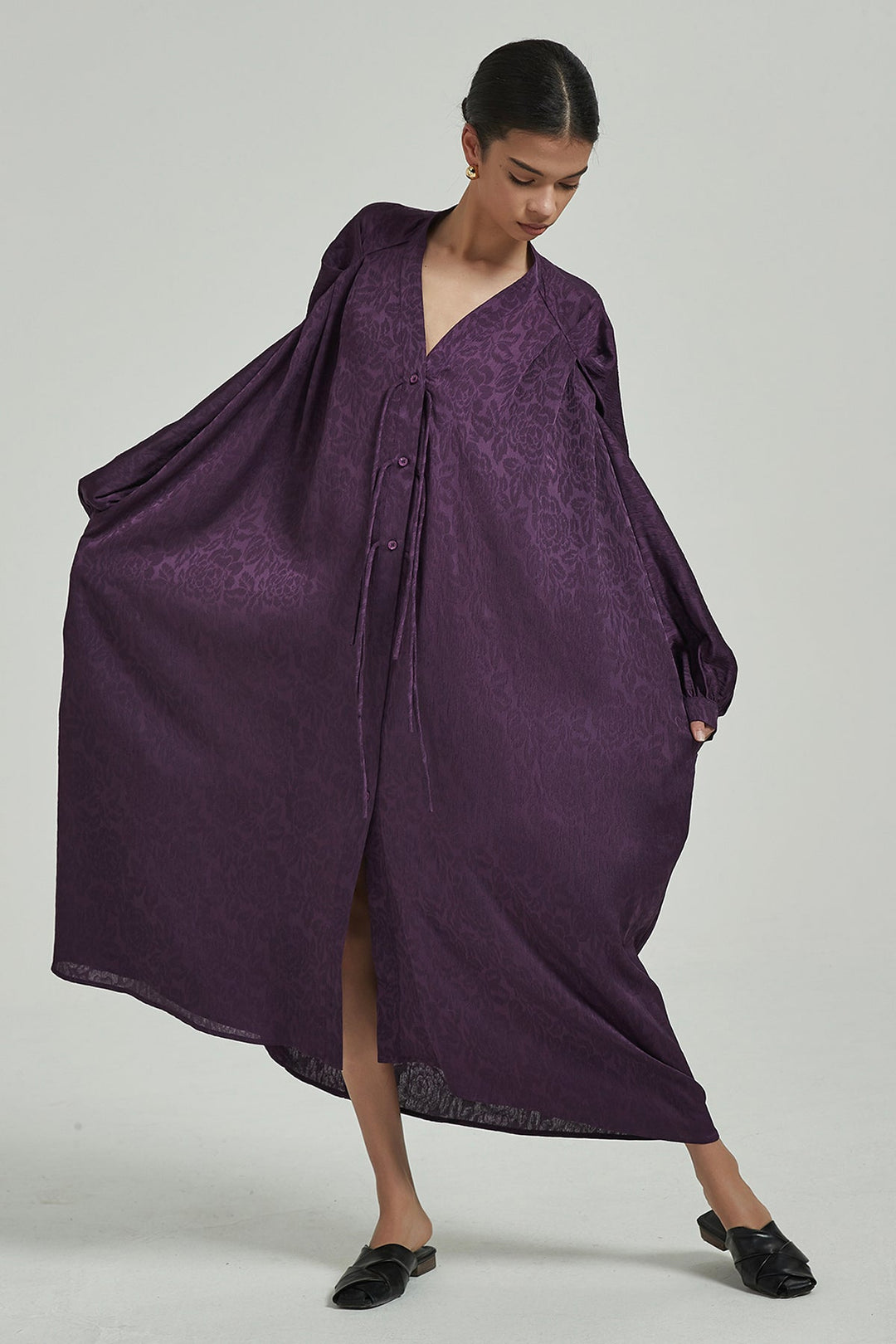 Elegant Plus Size Batwing Sleeve Cozy Maxi Dress